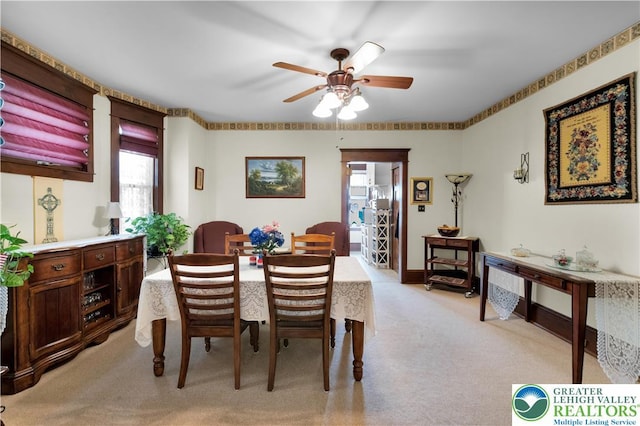 14 S 14th St, Easton, PA 18042 - dining area featuring light colored carpet and a ceiling fan