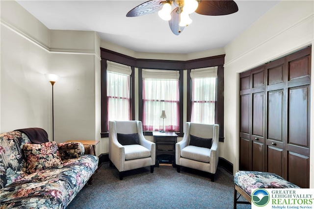 14 S 14th St, Easton, PA 18042 - carpeted living area with a ceiling fan and healthy amount of natural light