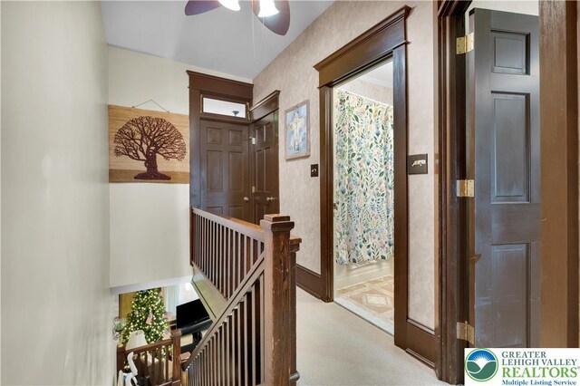 14 S 14th St, Easton, PA 18042 - carpeted entrance foyer with ceiling fan