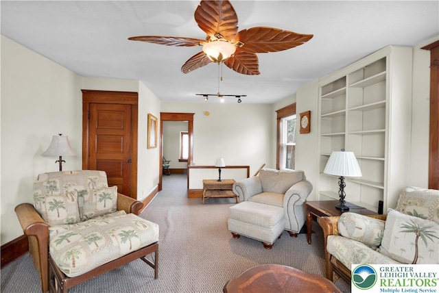 14 S 14th St, Easton, PA 18042 - living room featuring carpet and a ceiling fan