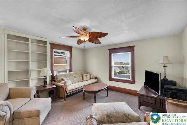 14 S 14th St, Easton, PA 18042 - living area featuring carpet and a ceiling fan