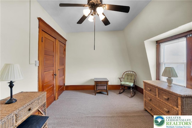 14 S 14th St, Easton, PA 18042 - living area featuring light carpet and ceiling fan