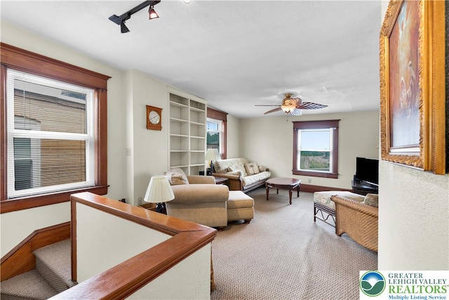 14 S 14th St, Easton, PA 18042 - living room with carpet and a ceiling fan