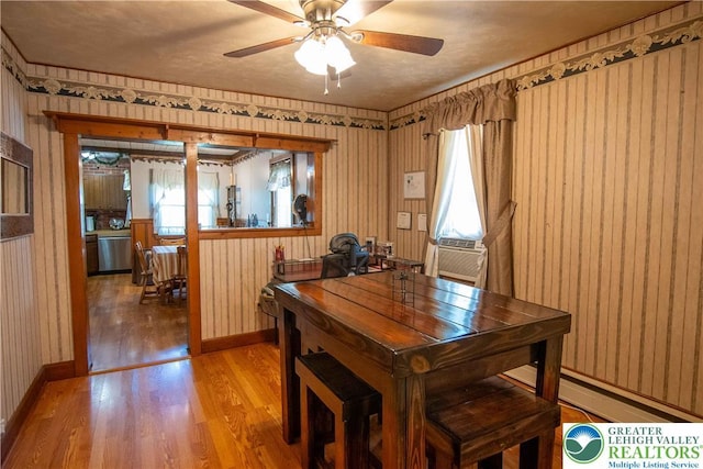 1666 Newport Ave, Northampton Boro, PA 18067 - dining space with light wood finished floors, ceiling fan, and cooling unit
