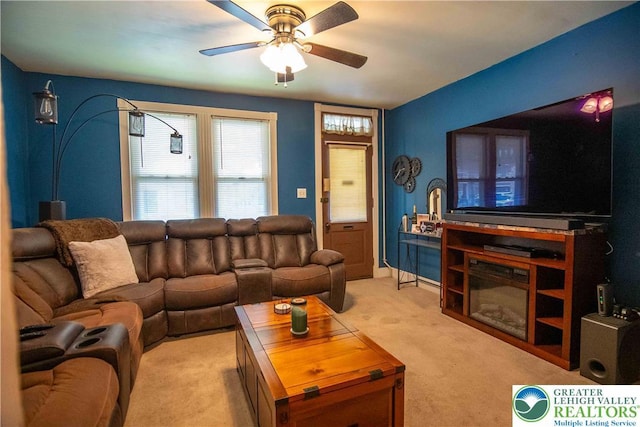 1666 Newport Ave, Northampton Boro, PA 18067 - living area featuring light colored carpet and ceiling fan