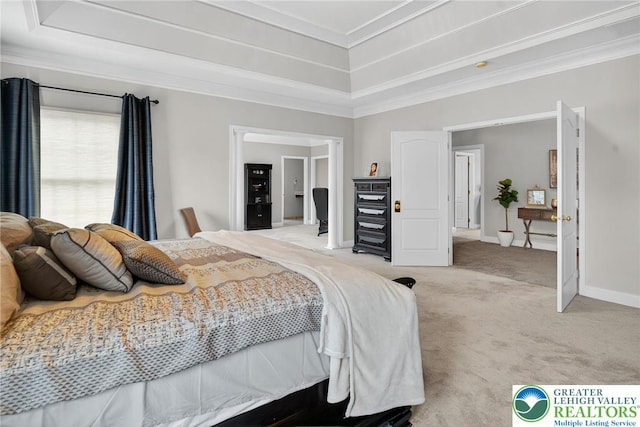 4508 Homestead Dr, Lower Nazareth Twp, PA 18064 - bedroom featuring crown molding, light carpet, and a raised ceiling