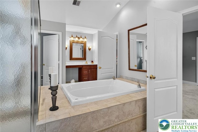 4508 Homestead Dr, Lower Nazareth Twp, PA 18064 - bathroom with vanity, a bath, and recessed lighting