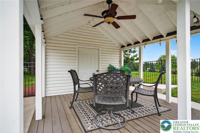 4508 Homestead Dr, Lower Nazareth Twp, PA 18064 - deck with outdoor dining area and a ceiling fan
