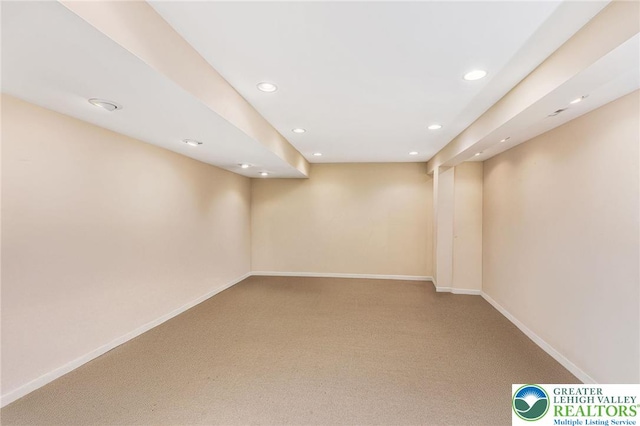 232 S 33rd St, South Whitehall Twp, PA 18104 - finished basement featuring recessed lighting and carpet