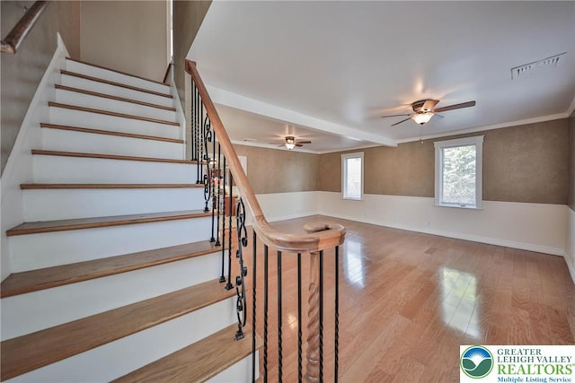 5758 Lower Macungie Rd, Lower Macungie Twp, PA 18062 - stairway featuring wood finished floors and a ceiling fan