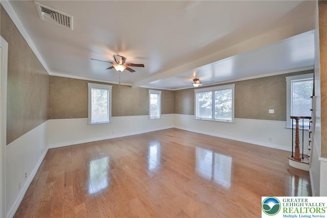 5758 Lower Macungie Rd, Lower Macungie Twp, PA 18062 - empty room with ceiling fan, wood finished floors, and crown molding