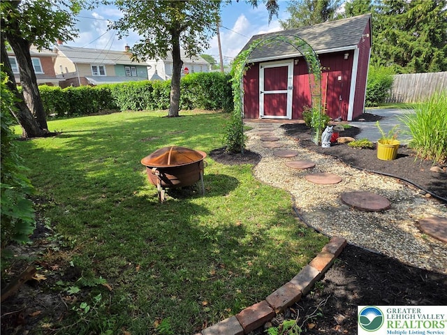 1523 Cedar St, Northampton Boro, PA 18067 - view of yard featuring a fire pit and a shed