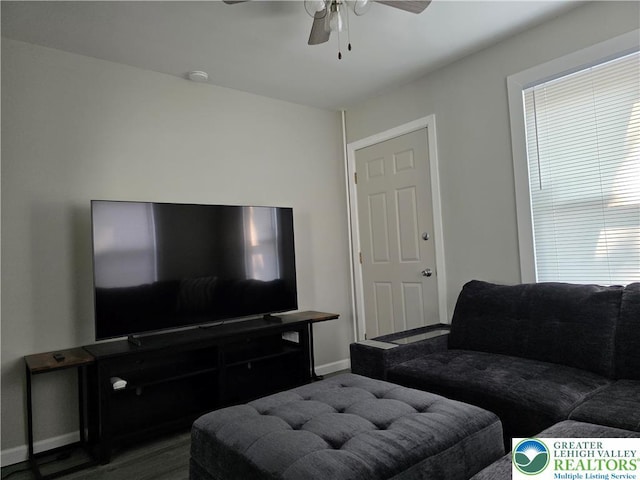 1523 Cedar St, Northampton Boro, PA 18067 - living room with ceiling fan and baseboards