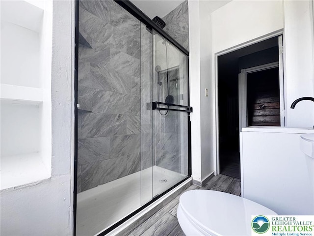 206 21st St, Northampton Boro, PA 18067 - full bathroom featuring a stall shower and wood finished floors