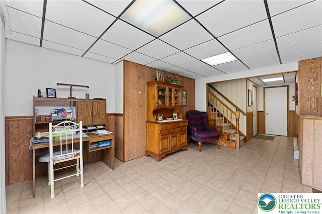4661 Hillside Rd, Coplay Boro, PA 18037 - office space featuring wooden walls, wainscoting, light floors, and a drop ceiling