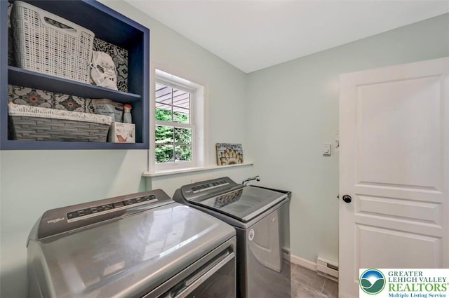 5117 Hounds Ear Rd, Coolbaugh Twp, PA 18466 - laundry room with washer and dryer and a baseboard radiator