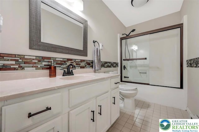 5117 Hounds Ear Rd, Coolbaugh Twp, PA 18466 - full bathroom with vanity, shower / bath combination with glass door, and tile patterned floors