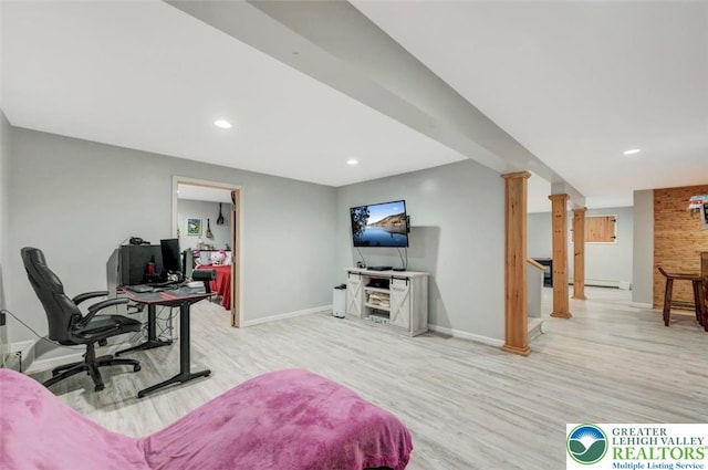 5117 Hounds Ear Rd, Coolbaugh Twp, PA 18466 - home office with wood finished floors and recessed lighting