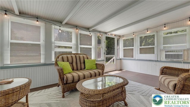 2930 Green Pond, Palmer Twp, PA 18045 - sunroom with cooling unit, beam ceiling, and plenty of natural light