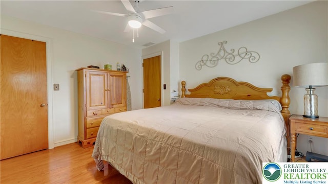 2930 Green Pond, Palmer Twp, PA 18045 - bedroom featuring light wood-type flooring and a ceiling fan