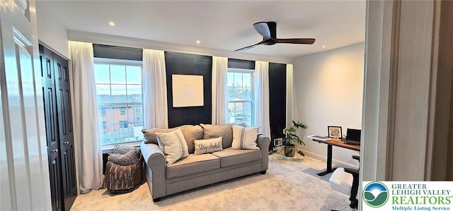 12 Concord Ct, Easton, PA 18040 - office with light colored carpet, healthy amount of natural light, a ceiling fan, and recessed lighting