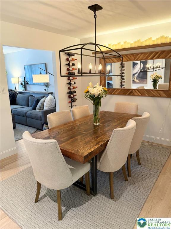 12 Concord Ct, Easton, PA 18040 - dining space featuring a chandelier and wood finished floors
