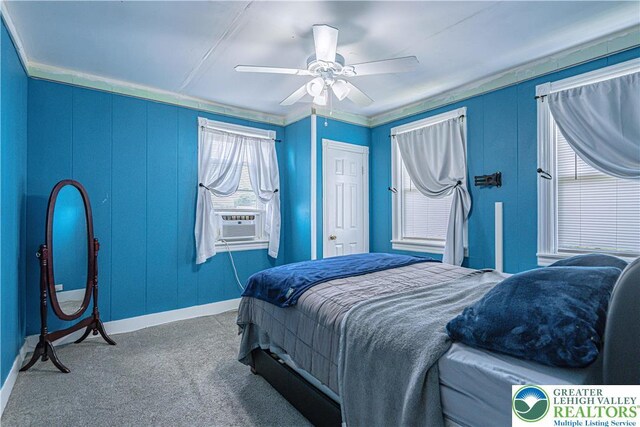 858 Radclyffe St, Bethlehem City, PA 18017 - bedroom featuring carpet flooring, multiple windows, a ceiling fan, and cooling unit