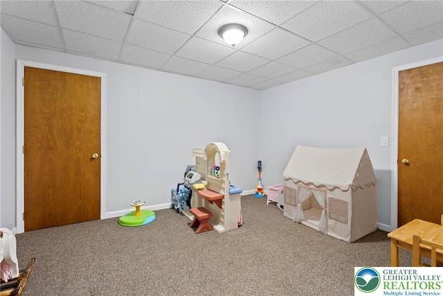 2954 Avery Rd, Washington Twp, PA 18080 - recreation room with carpet and a paneled ceiling