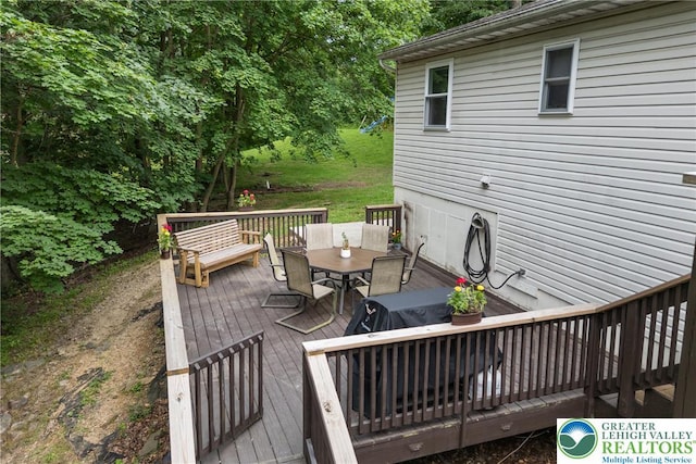 2954 Avery Rd, Washington Twp, PA 18080 - wooden terrace with outdoor dining area