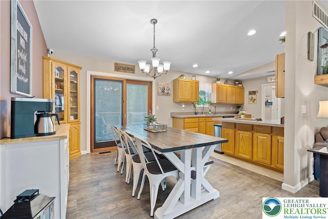 2954 Avery Rd, Washington Twp, PA 18080 - dining area with a chandelier, light wood-style floors, and recessed lighting