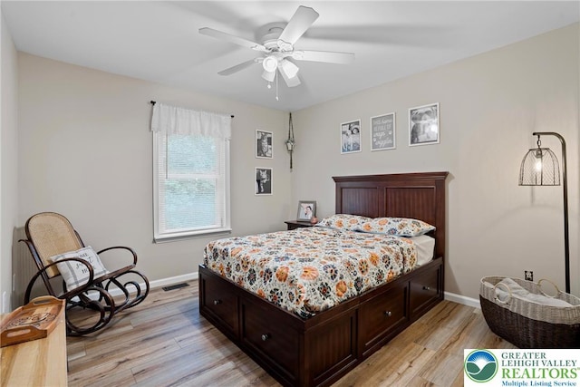 2954 Avery Rd, Washington Twp, PA 18080 - bedroom featuring light wood-style floors and ceiling fan