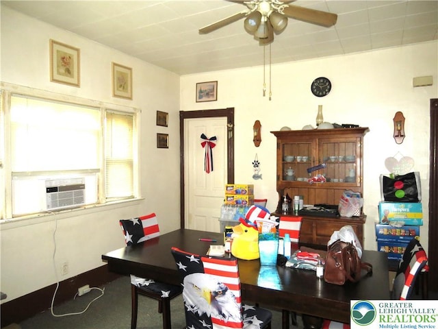 151 W Nesquehoning St, Easton, PA 18042 - dining space featuring ceiling fan, cooling unit, and carpet floors