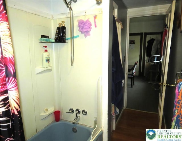 151 W Nesquehoning St, Easton, PA 18042 - bathroom with shower / tub combo and wood finished floors