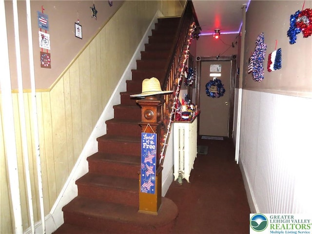 151 W Nesquehoning St, Easton, PA 18042 - stairway with a wainscoted wall