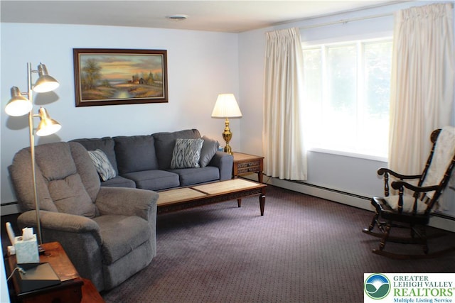 1321 Bushkill Center Rd, Bushkill Twp, PA 18091 - carpeted living area featuring a baseboard radiator