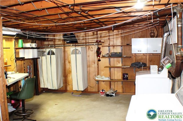 1321 Bushkill Center Rd, Bushkill Twp, PA 18091 - unfinished below grade area with separate washer and dryer and wooden walls