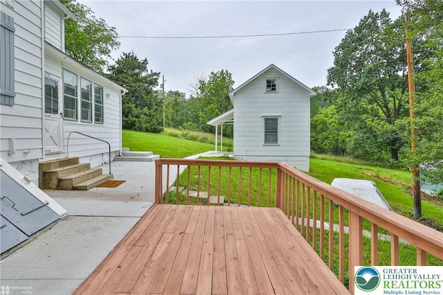 1911 Echo Rd, North Whitehall Twp, PA 18080 - wooden terrace with entry steps and a yard