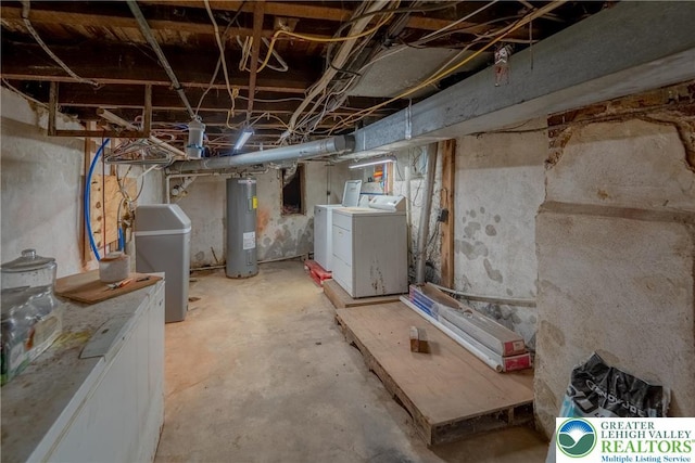 215 Tohickon Ave, Quakertown Boro, PA 18951 - unfinished below grade area with electric water heater, washer and dryer, and a water softener