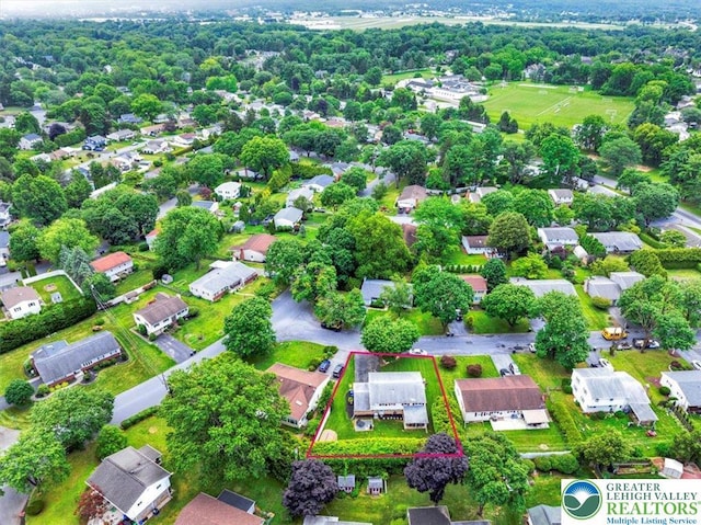 812 Miller St, Salisbury Twp, PA 18103 - aerial perspective of suburban area featuring property parcel outlined