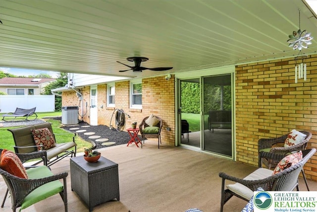 812 Miller St, Salisbury Twp, PA 18103 - view of patio / terrace with ceiling fan and an outdoor living space