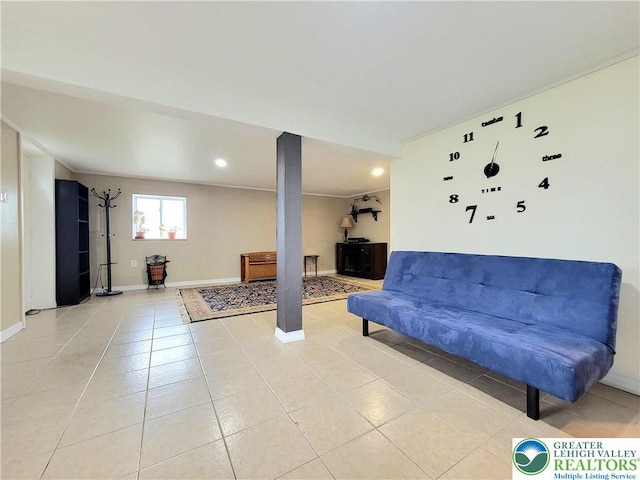 1025 Cricket Ln, Tobyhanna Twp, PA 18334 - living area with light tile patterned flooring and recessed lighting