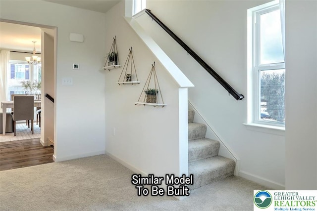 3229 Tepes Dr Lot 138, Allen Twp, PA 18067 - stairway with a chandelier and carpet flooring