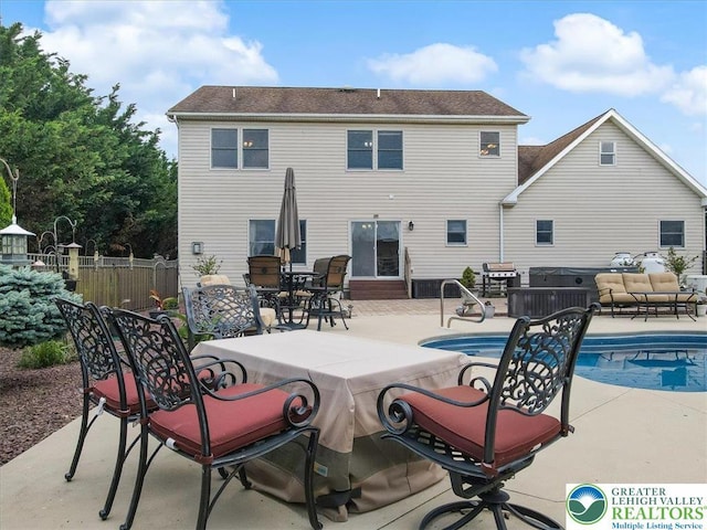 2804 Lehigh Ln, Upper Nazareth Twp, PA 18064 - rear view of property with an outdoor living space, a patio, and a shingled roof