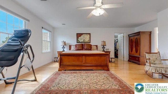 2804 Lehigh Ln, Upper Nazareth Twp, PA 18064 - bedroom featuring light wood finished floors, a spacious closet, and ceiling fan