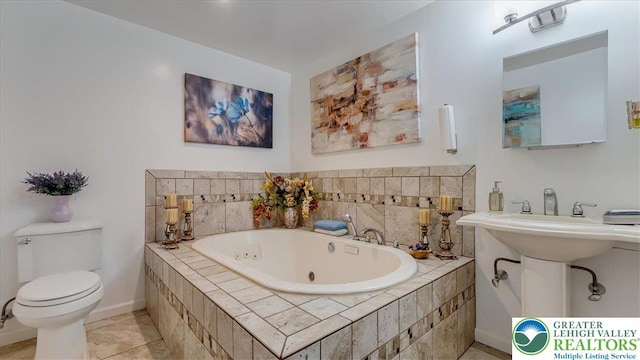 2804 Lehigh Ln, Upper Nazareth Twp, PA 18064 - bathroom featuring a whirlpool tub and tile patterned flooring