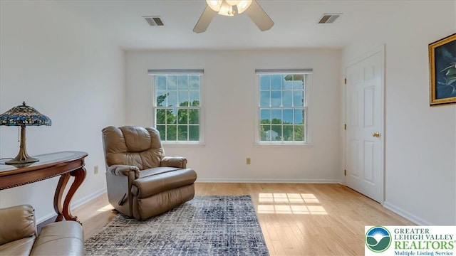 2804 Lehigh Ln, Upper Nazareth Twp, PA 18064 - sitting room with light wood-style floors, plenty of natural light, and ceiling fan