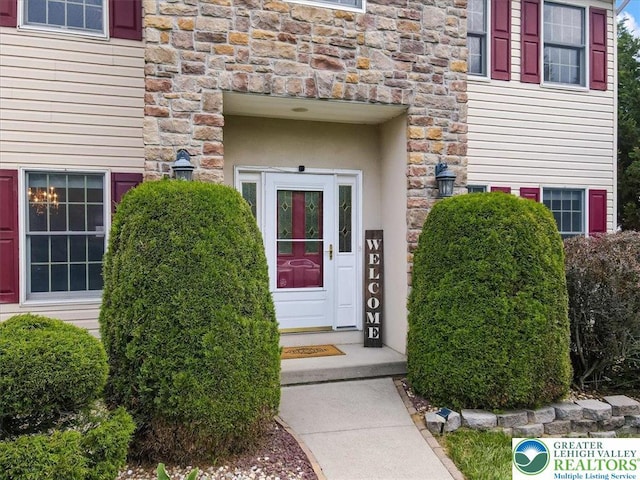 2804 Lehigh Ln, Upper Nazareth Twp, PA 18064 - entrance to property featuring stone siding and stucco siding