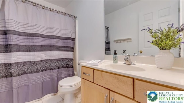 2804 Lehigh Ln, Upper Nazareth Twp, PA 18064 - full bathroom with vanity, tile patterned flooring, and a shower with curtain