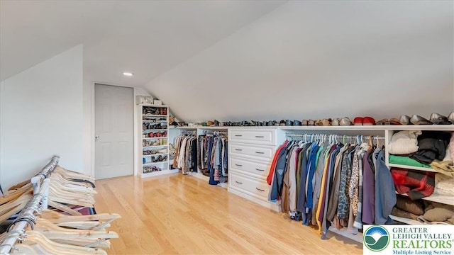 2804 Lehigh Ln, Upper Nazareth Twp, PA 18064 - walk in closet featuring lofted ceiling and light wood-style floors