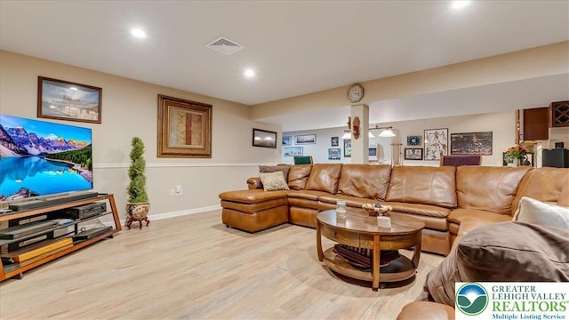 2804 Lehigh Ln, Upper Nazareth Twp, PA 18064 - living room featuring light wood finished floors and recessed lighting